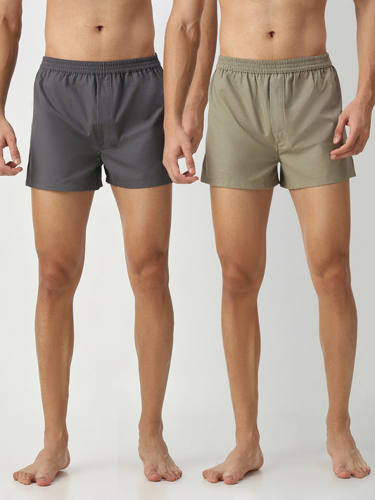 Solid Grey & Olive Boxers