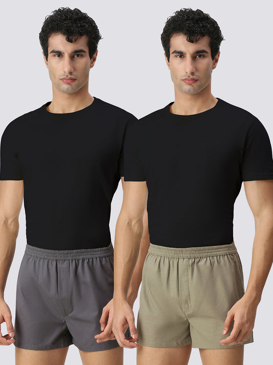 Solid Grey & Olive Boxers