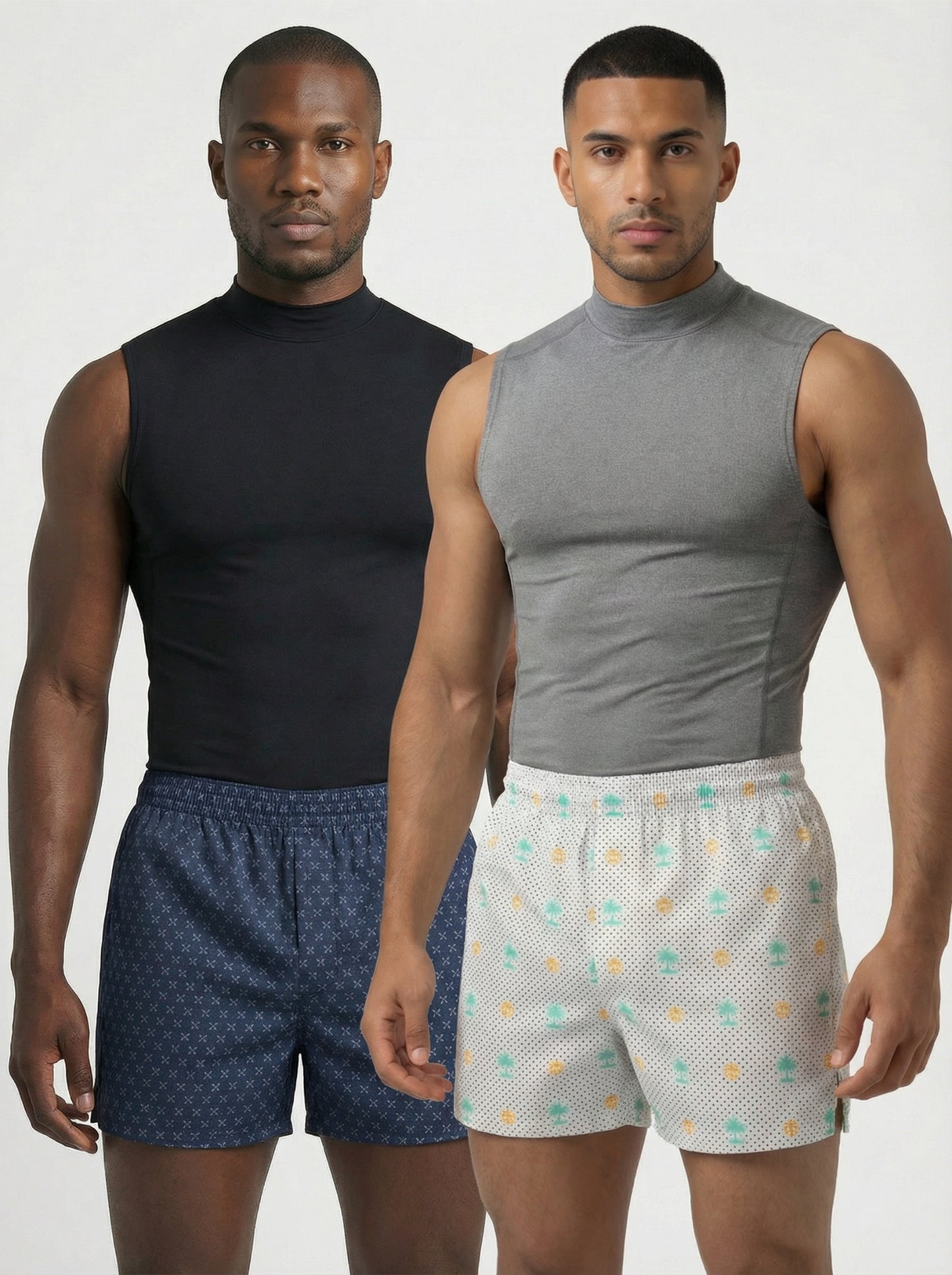 Indigo Dye Geometric & Island Vibe Basketball Print Boxers