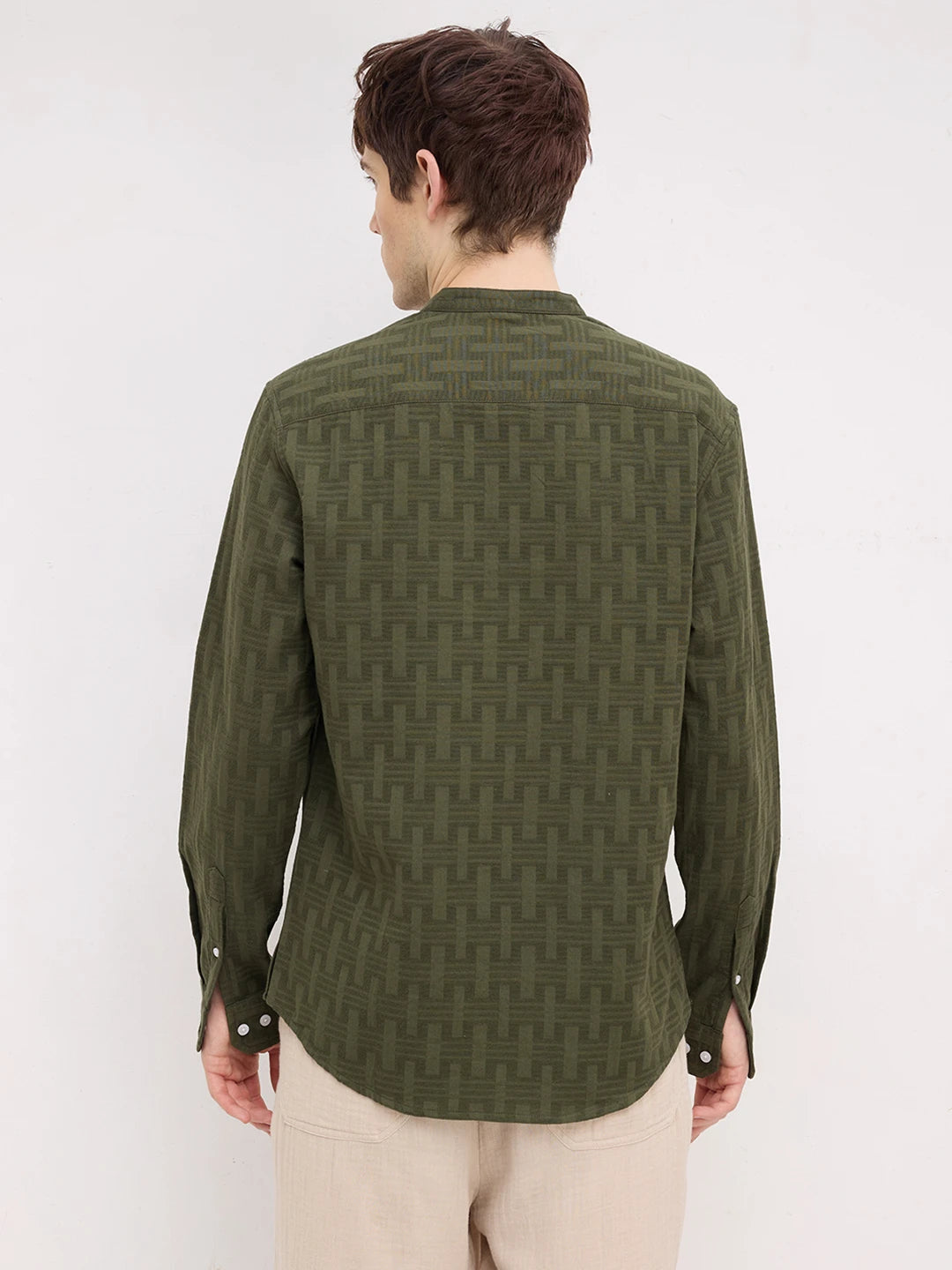 Elevated Olive Architectural Weave Kurta