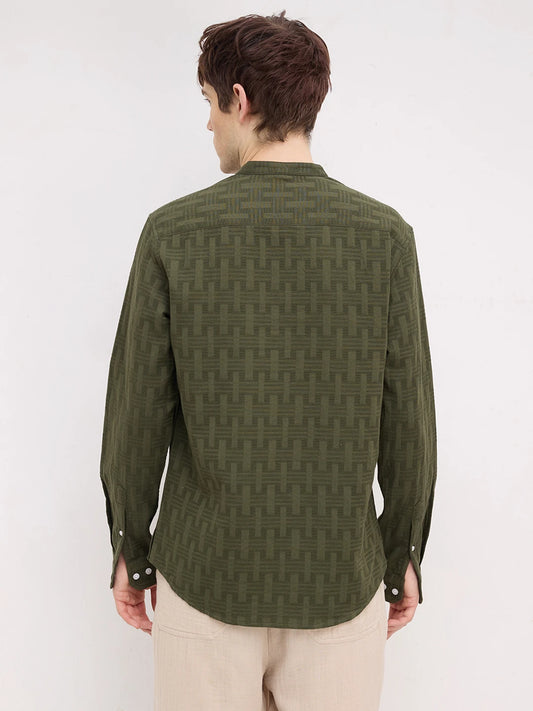 Elevated Olive Architectural Weave Kurta