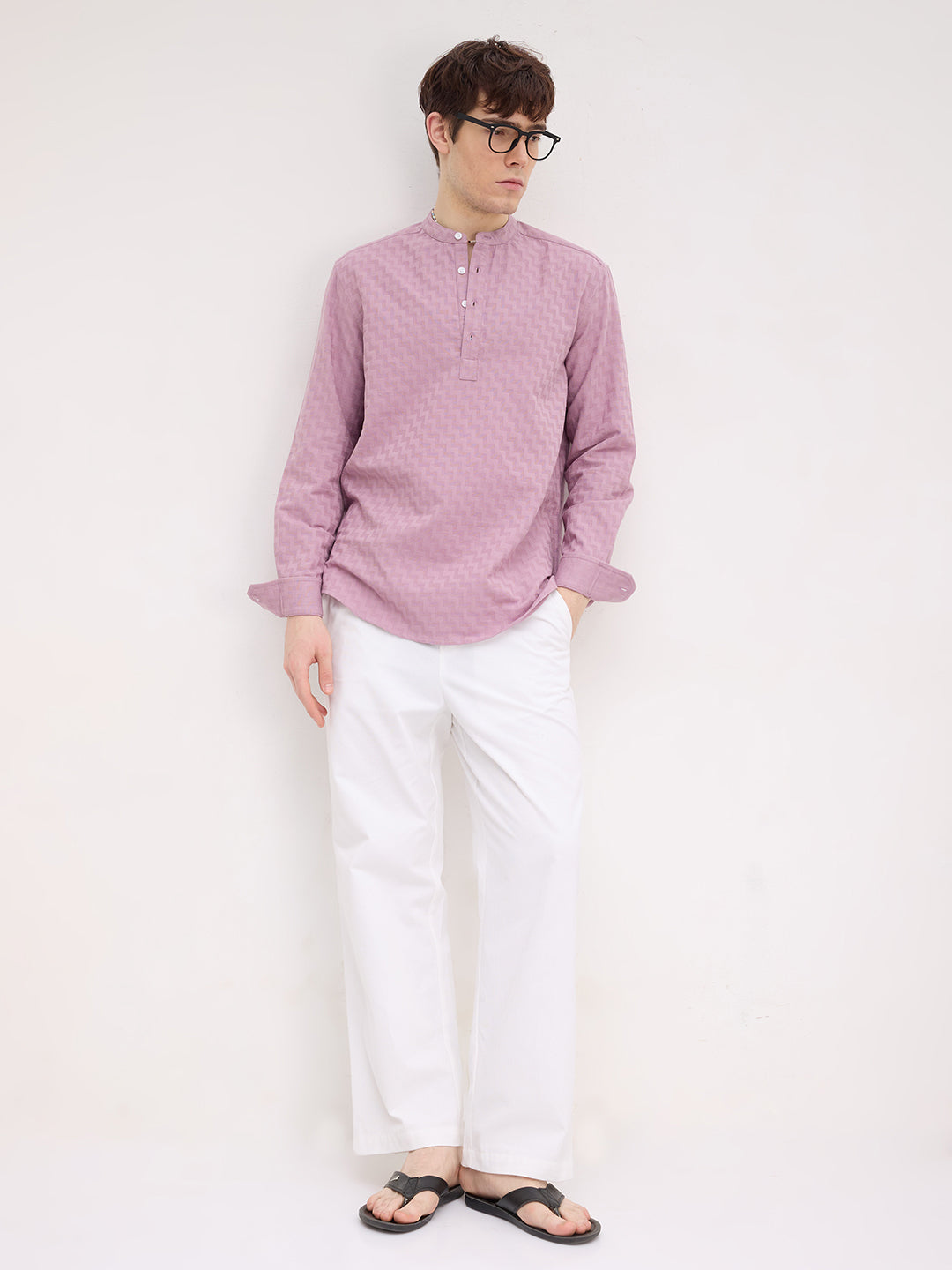 Charming Mauve Pink Maze Textured Kurta