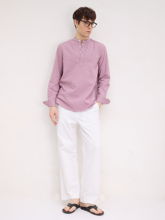 Charming Mauve Pink Maze Textured Kurta