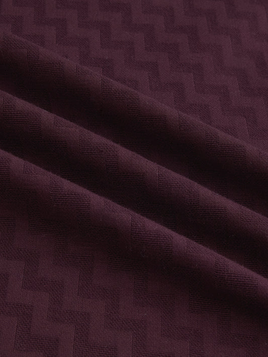 Elevated Bordeaux Wine Maze Textured Kurta