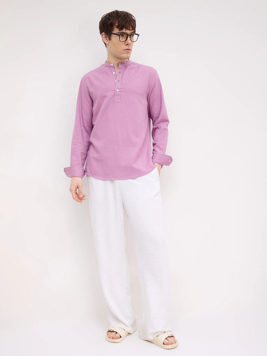 Rich Lilac Linen Blend Kurta