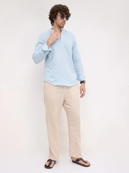 Rich Morning Blues Linen Blend Kurta