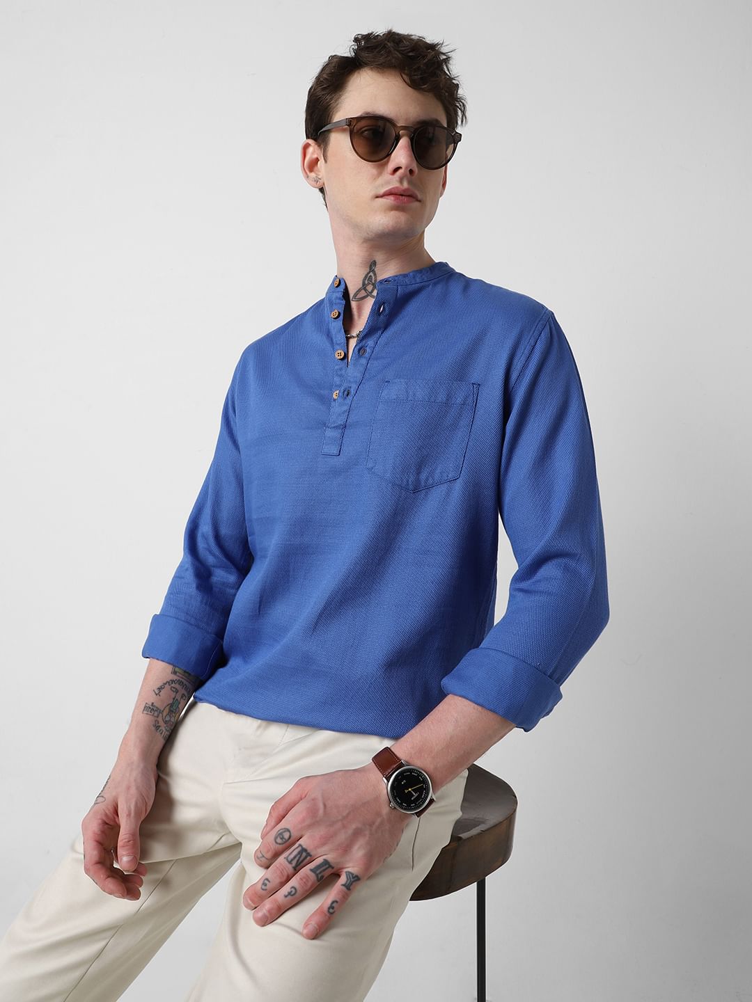 Solid Blue Kurta