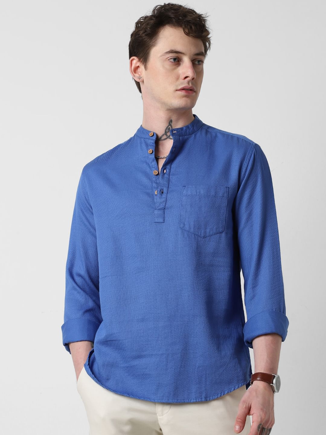 Solid Blue Kurta