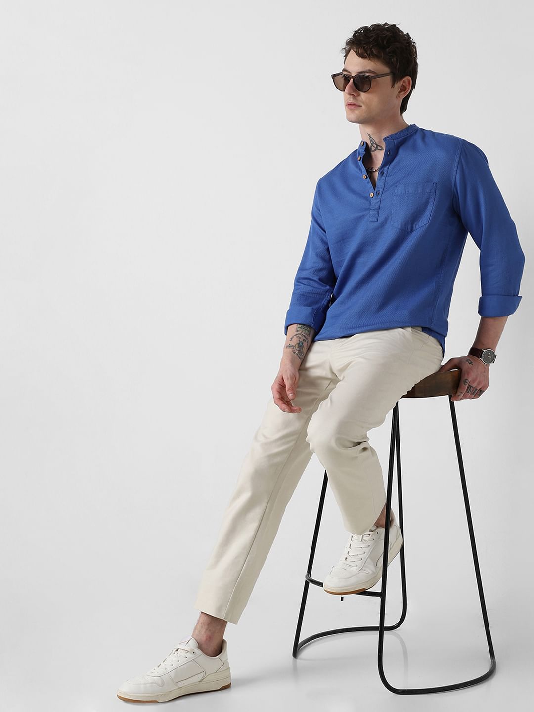 Solid Blue Kurta