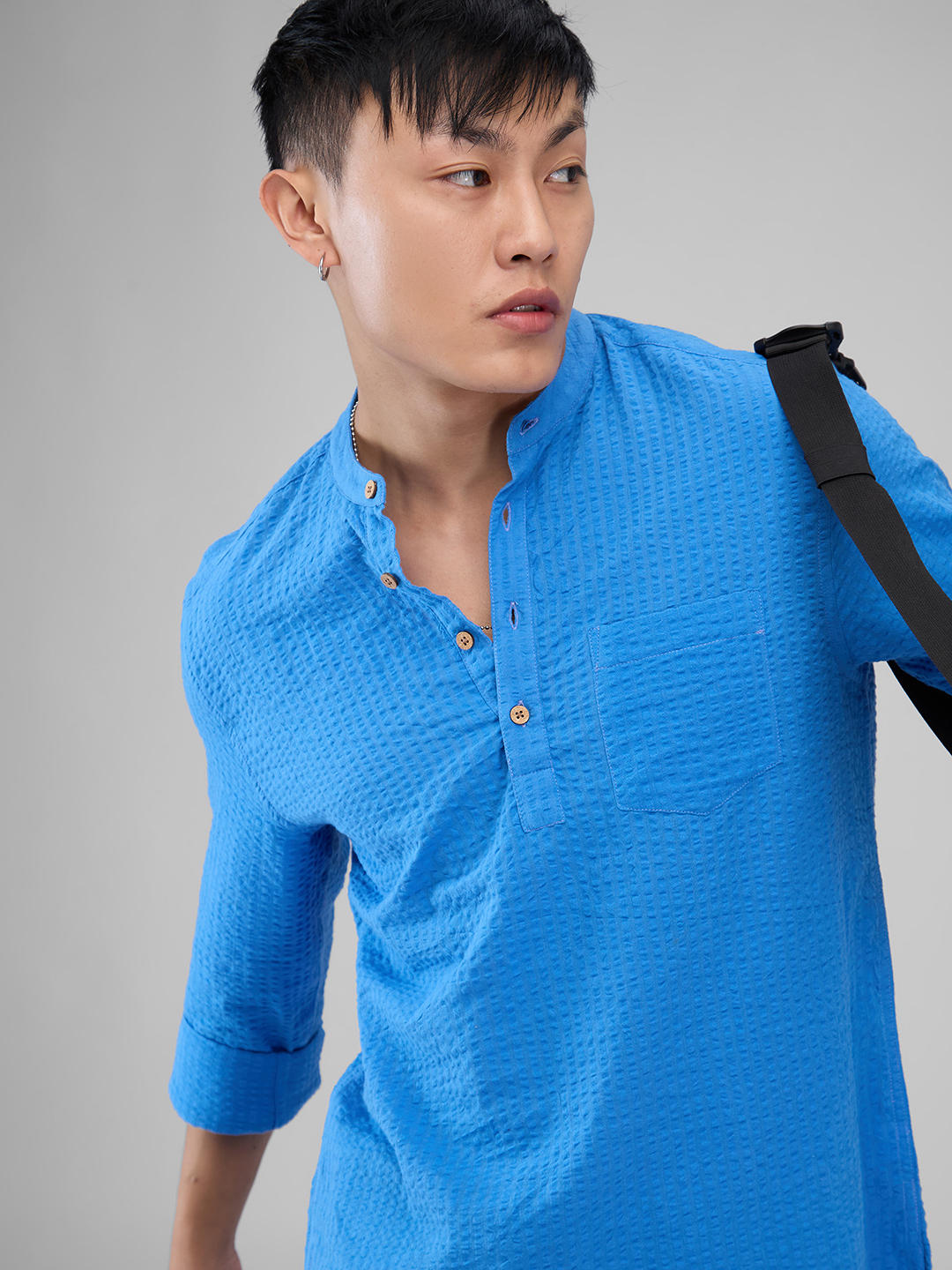 Modish Blue Seersucker Kurta