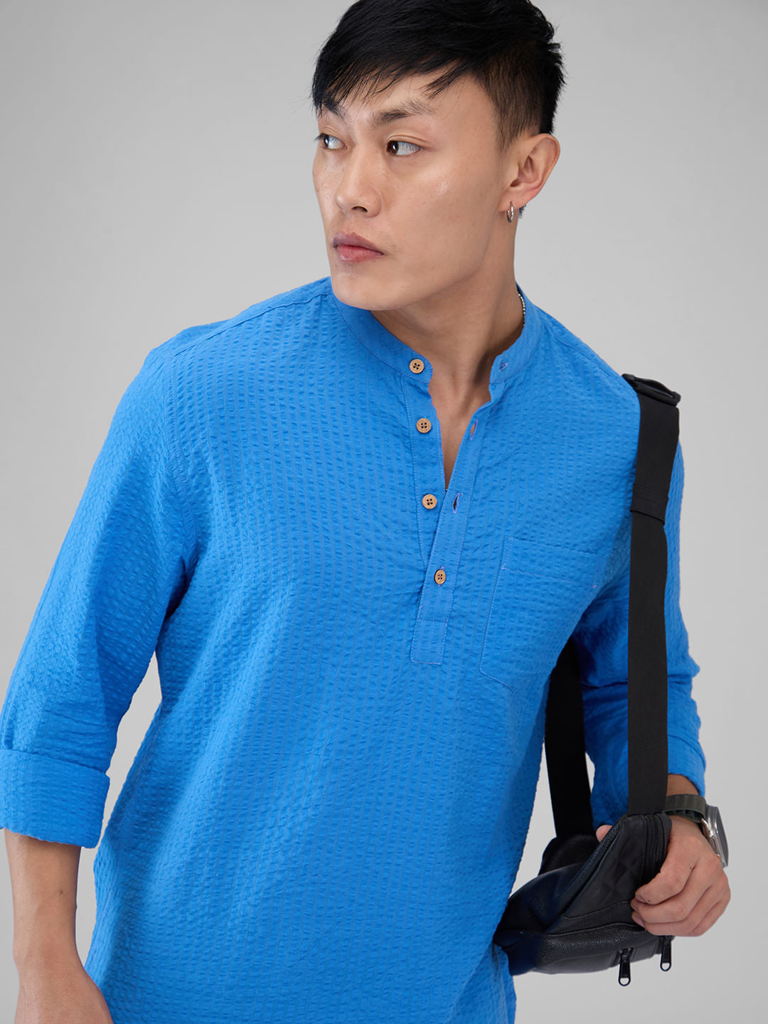 Modish Blue Seersucker Kurta