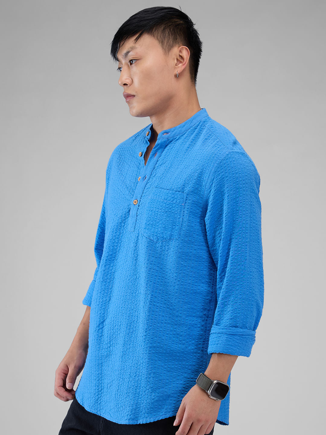 Modish Blue Seersucker Kurta