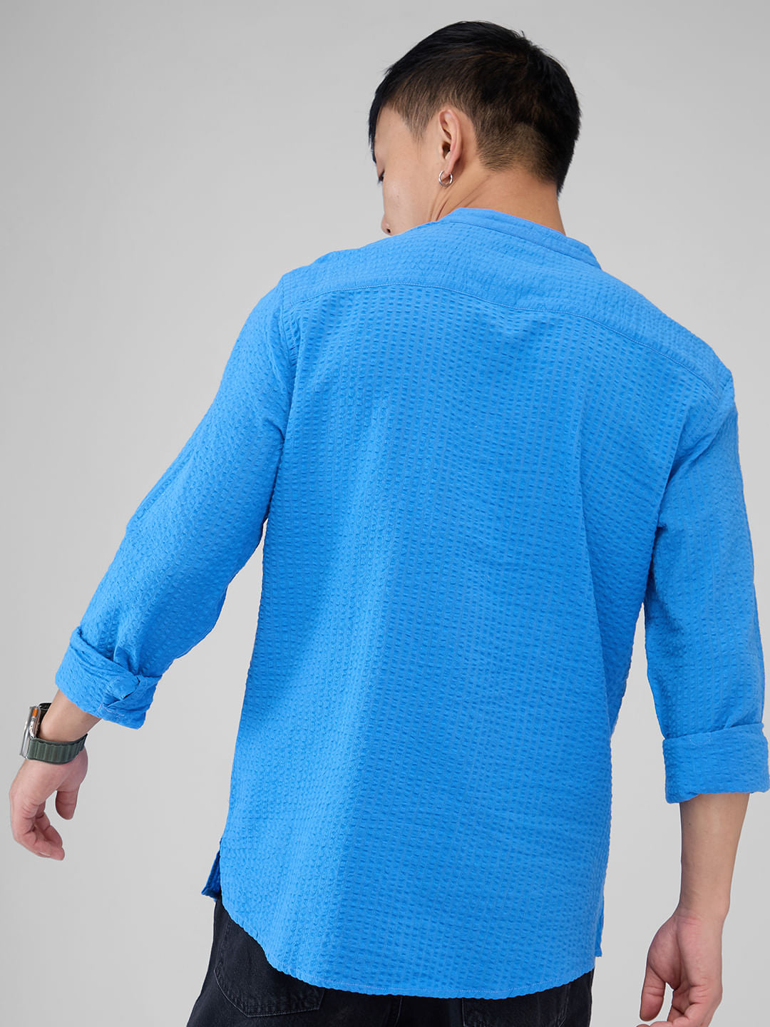 Modish Blue Seersucker Kurta