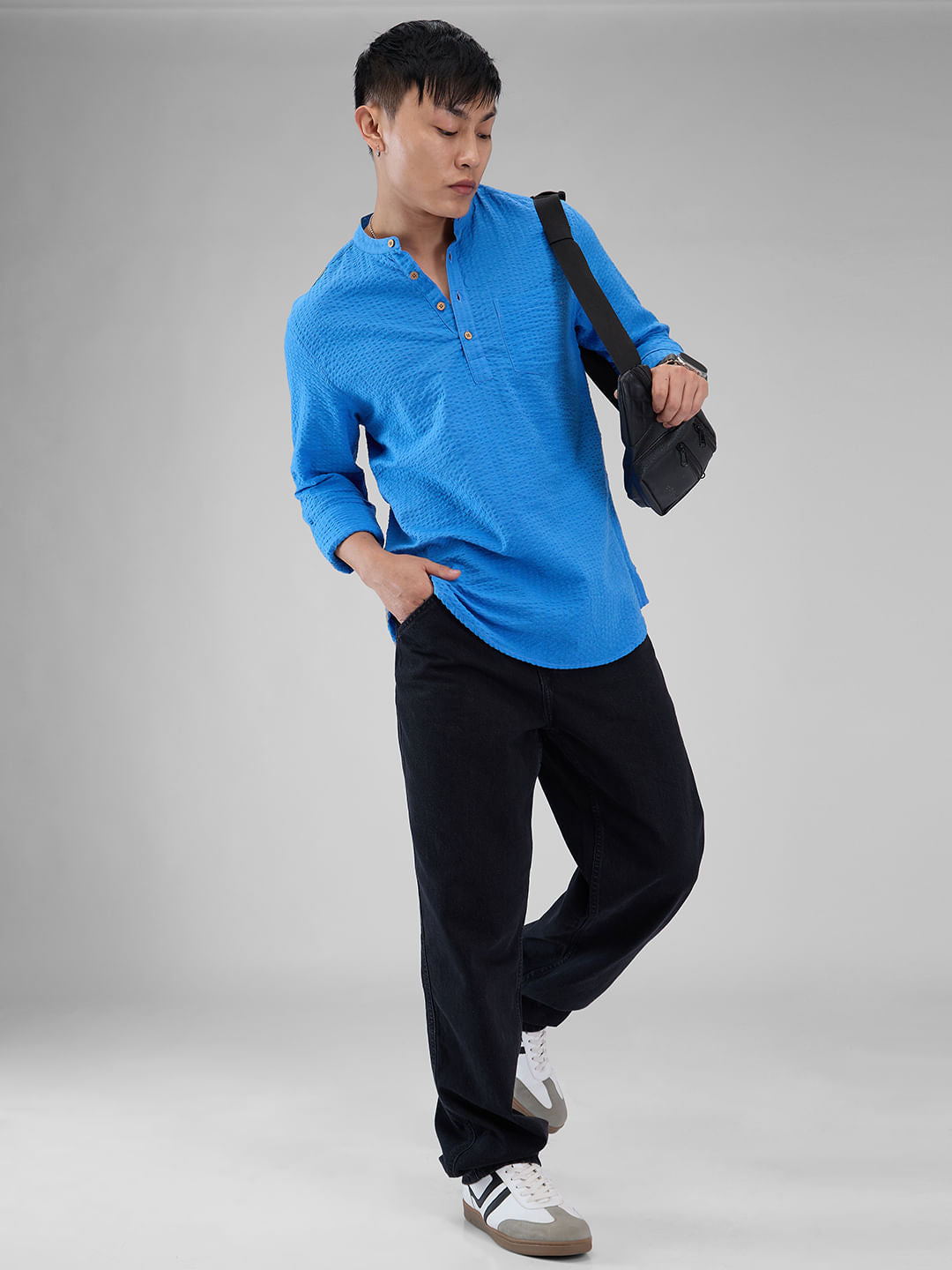 Modish Blue Seersucker Kurta