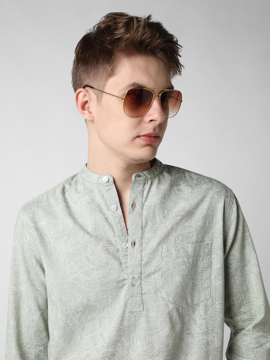 Sea-foam Green Floral Printed Kurta