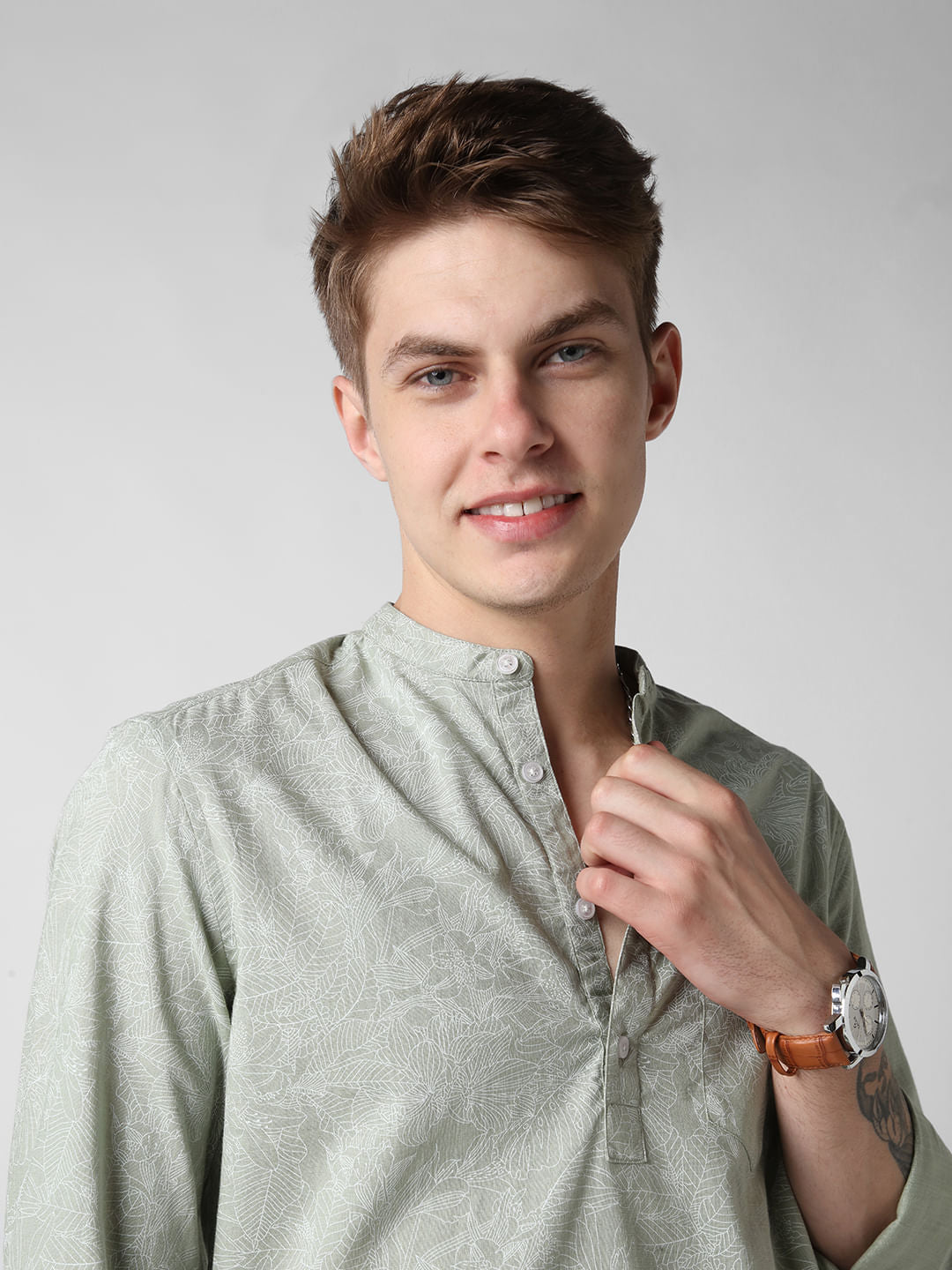 Sea-foam Green Floral Printed Kurta