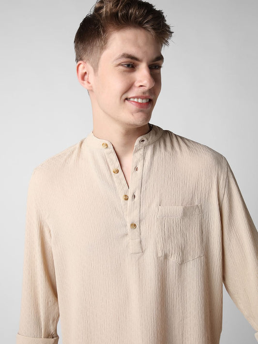 Almond Crepe Textured Kurta