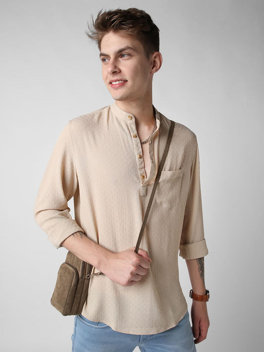 Almond Crepe Textured Kurta