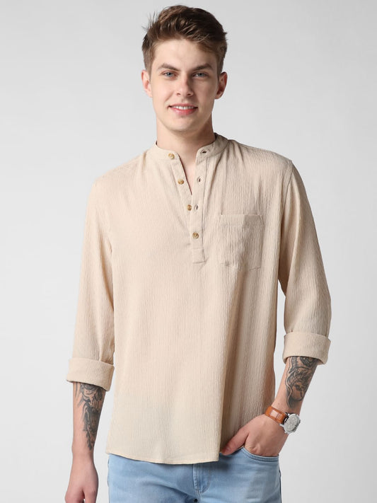 Almond Crepe Textured Kurta