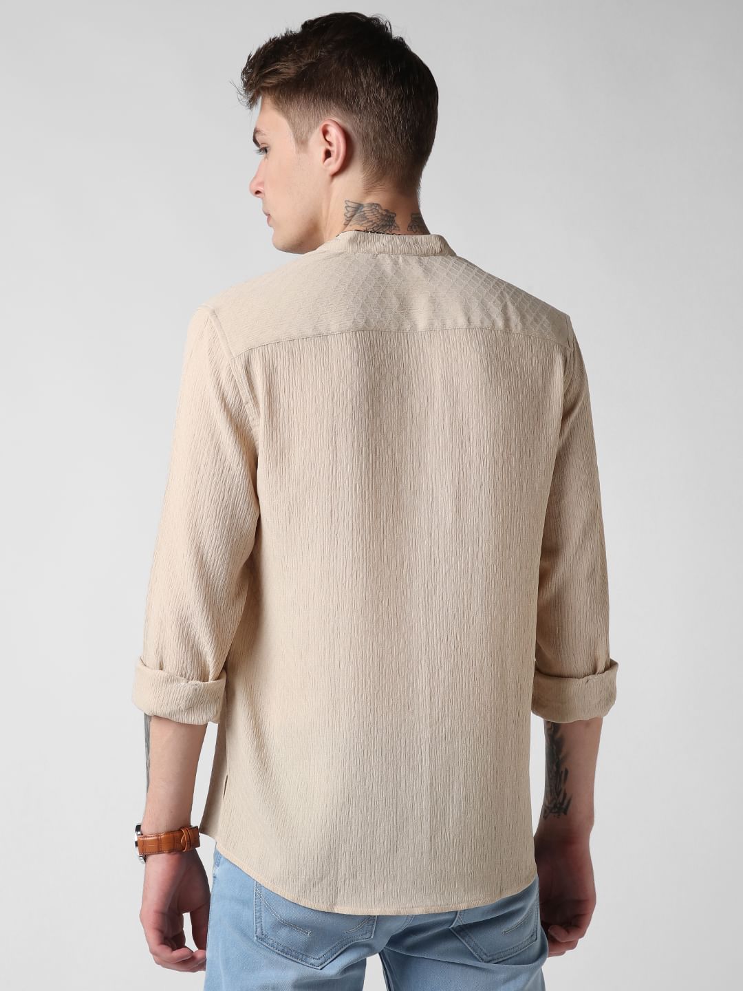 Almond Crepe Textured Kurta