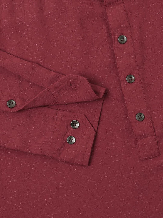 Exquisite Scarlet Red Textured Kurta