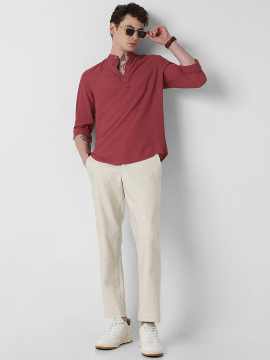 Exquisite Scarlet Red Textured Kurta