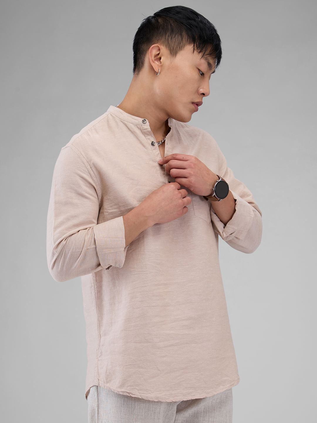 Beige Textured Kurta