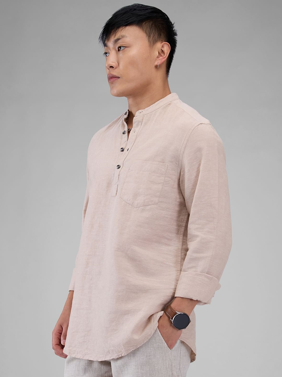 Beige Textured Kurta