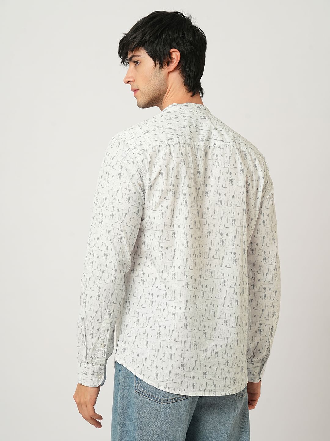 White Abstract Printed Kurta