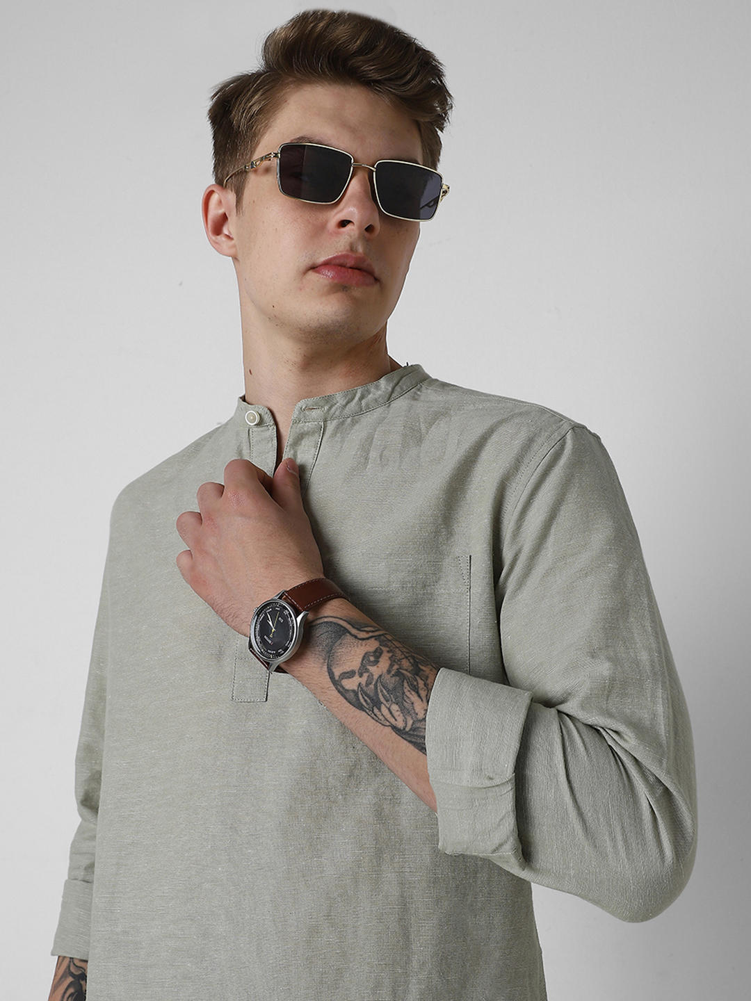 Textured Fern Green Kurta