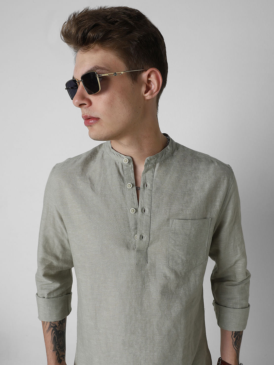 Textured Fern Green Kurta