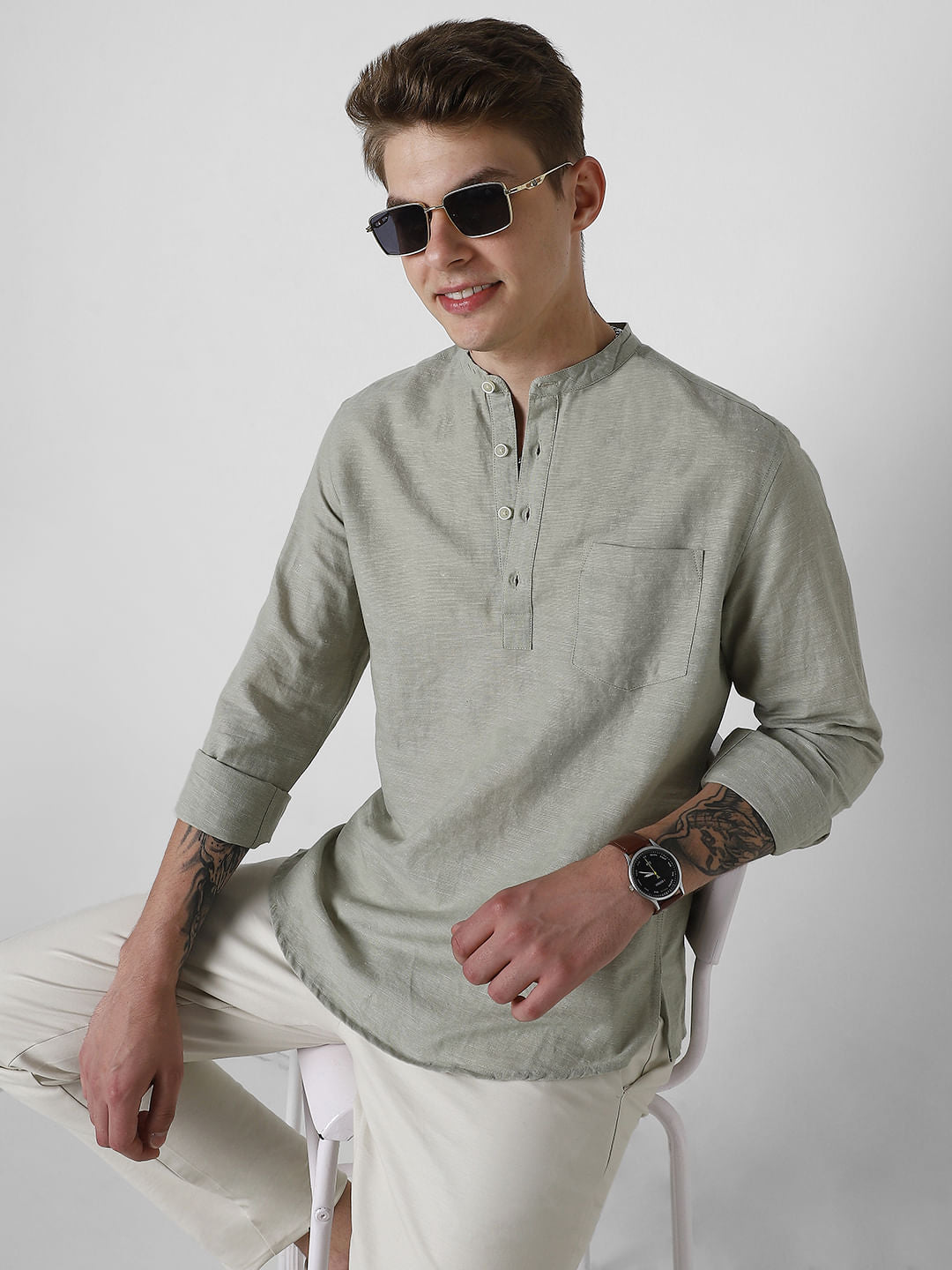 Textured Fern Green Kurta