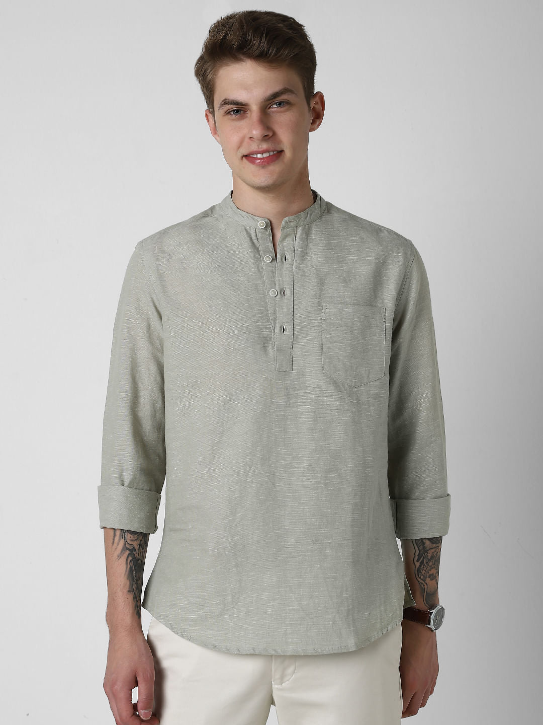 Textured Fern Green Kurta