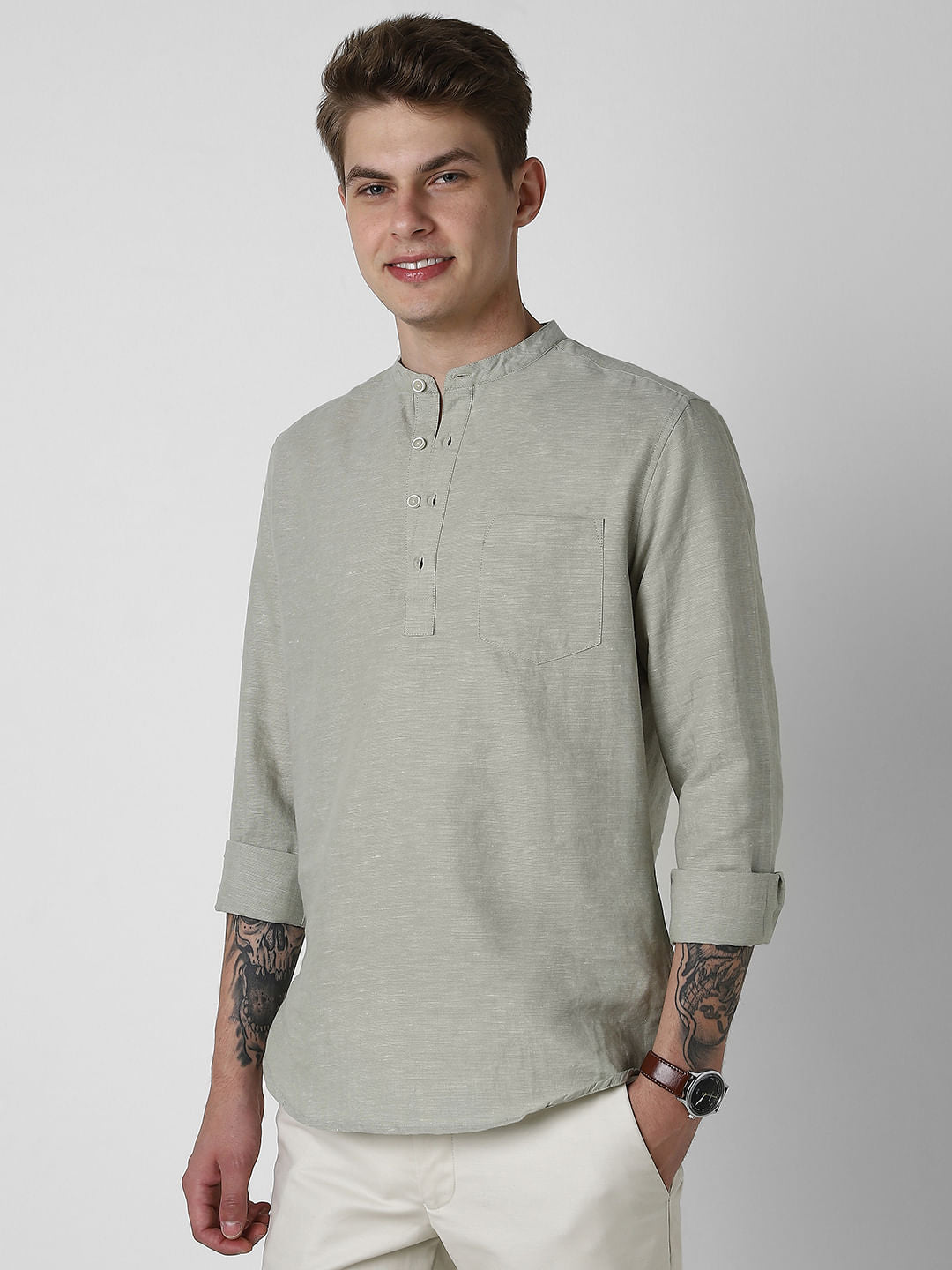 Textured Fern Green Kurta