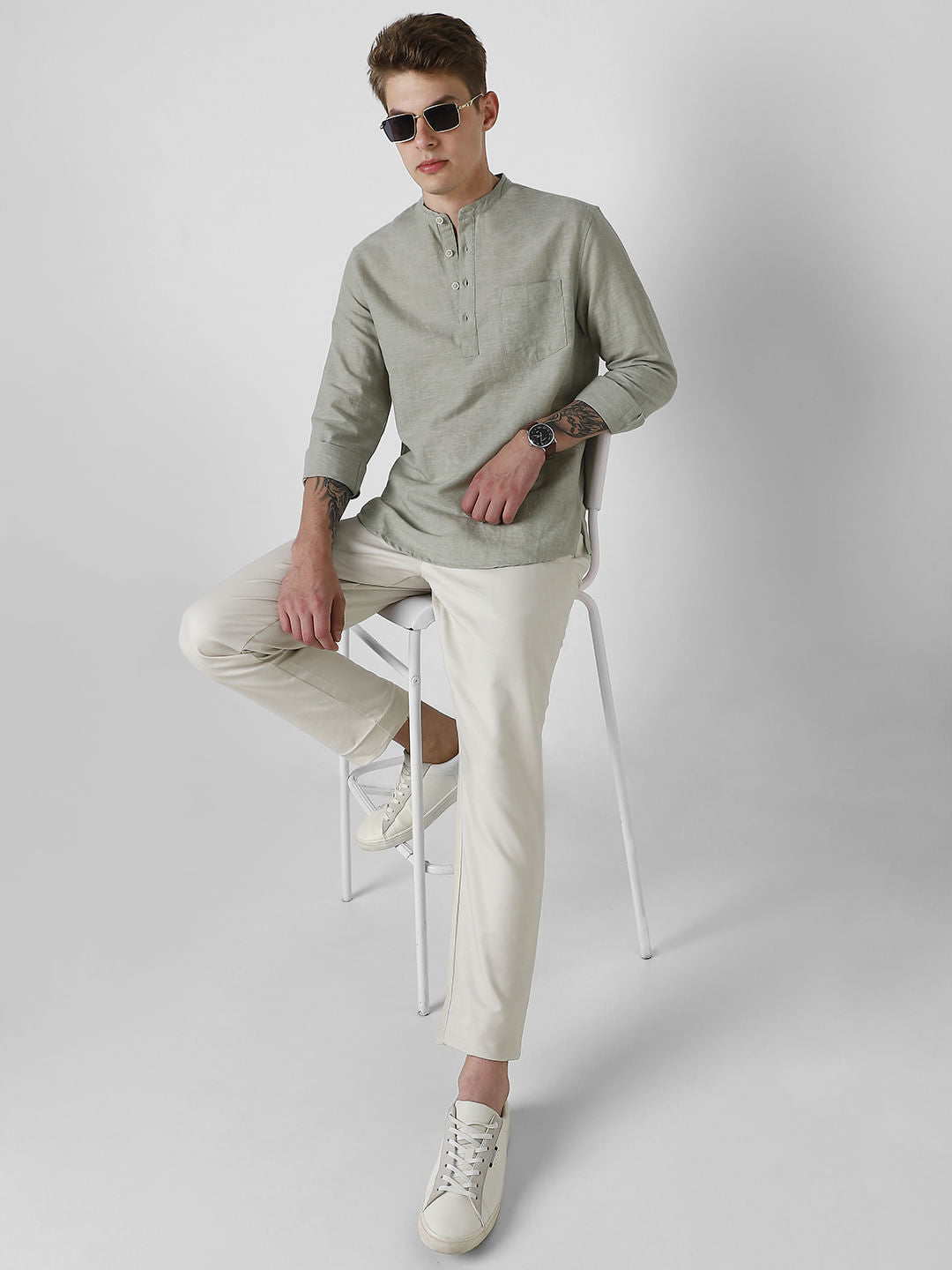 Textured Fern Green Kurta