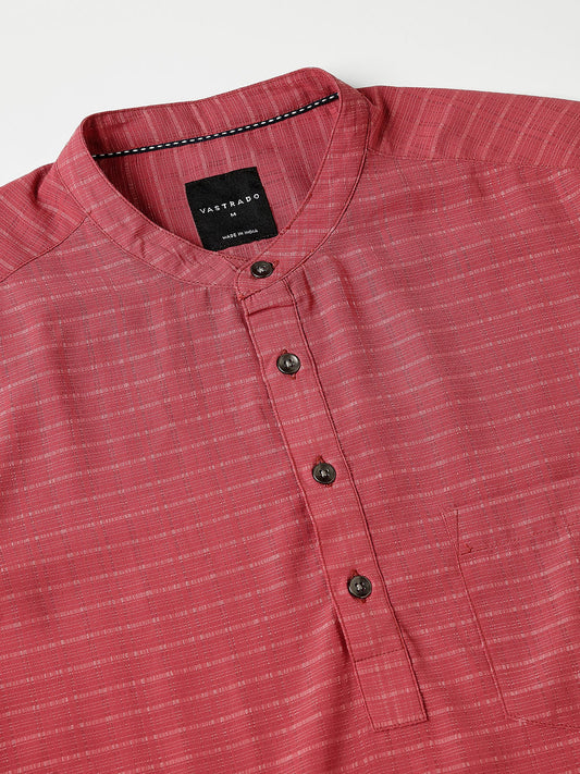 Georgia Peach Dobby Checked Kurta