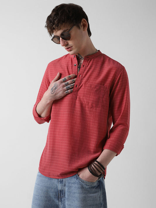 Georgia Peach Dobby Checked Kurta