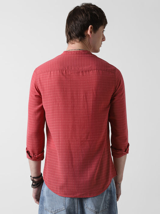 Georgia Peach Dobby Checked Kurta