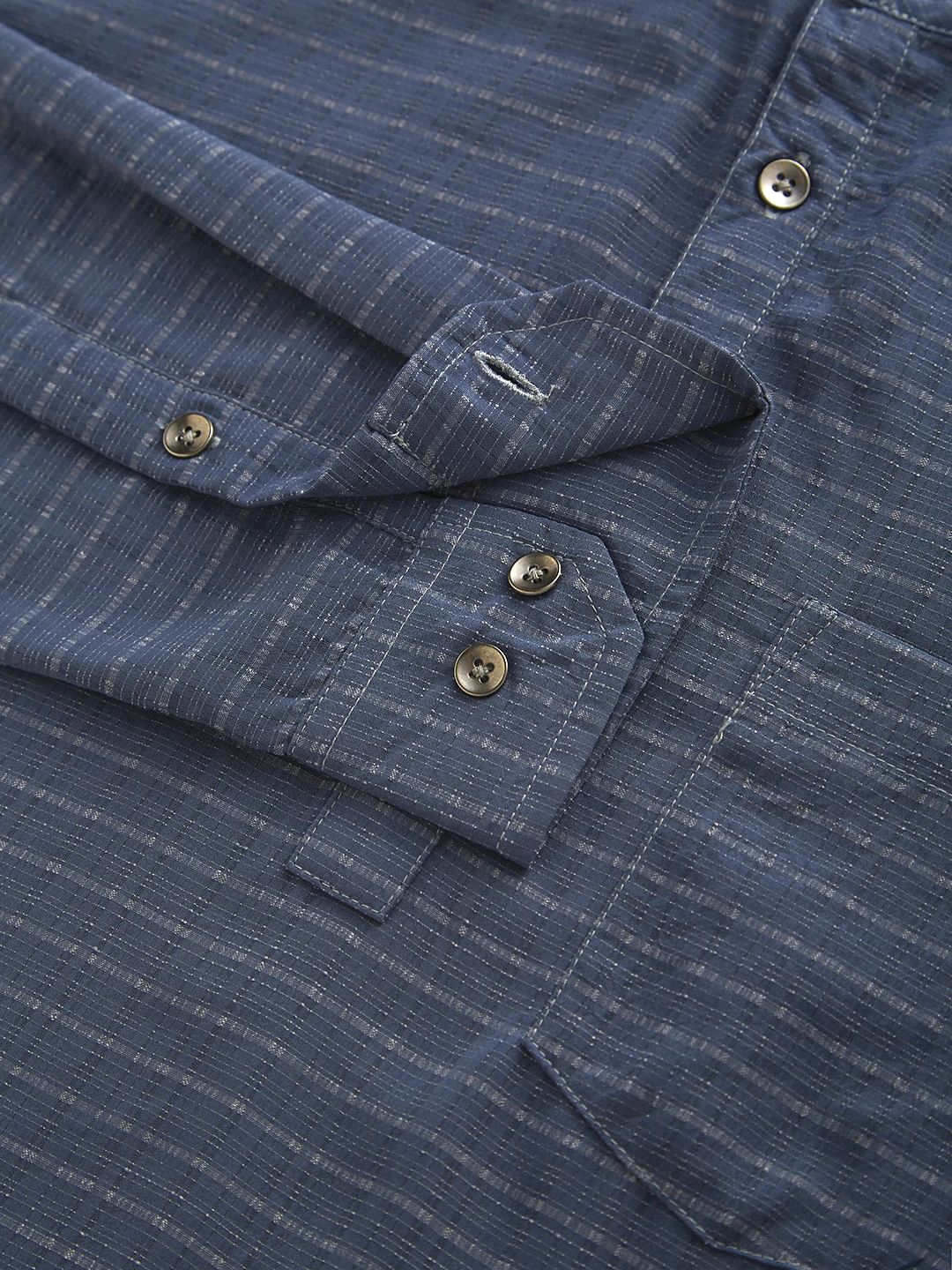 Porpoise Grey Dobby Striped Kurta