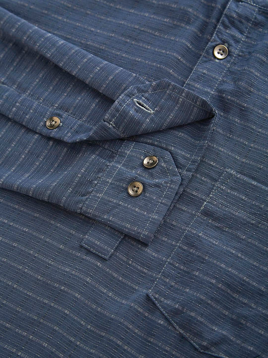 Porpoise Grey Dobby Striped Kurta