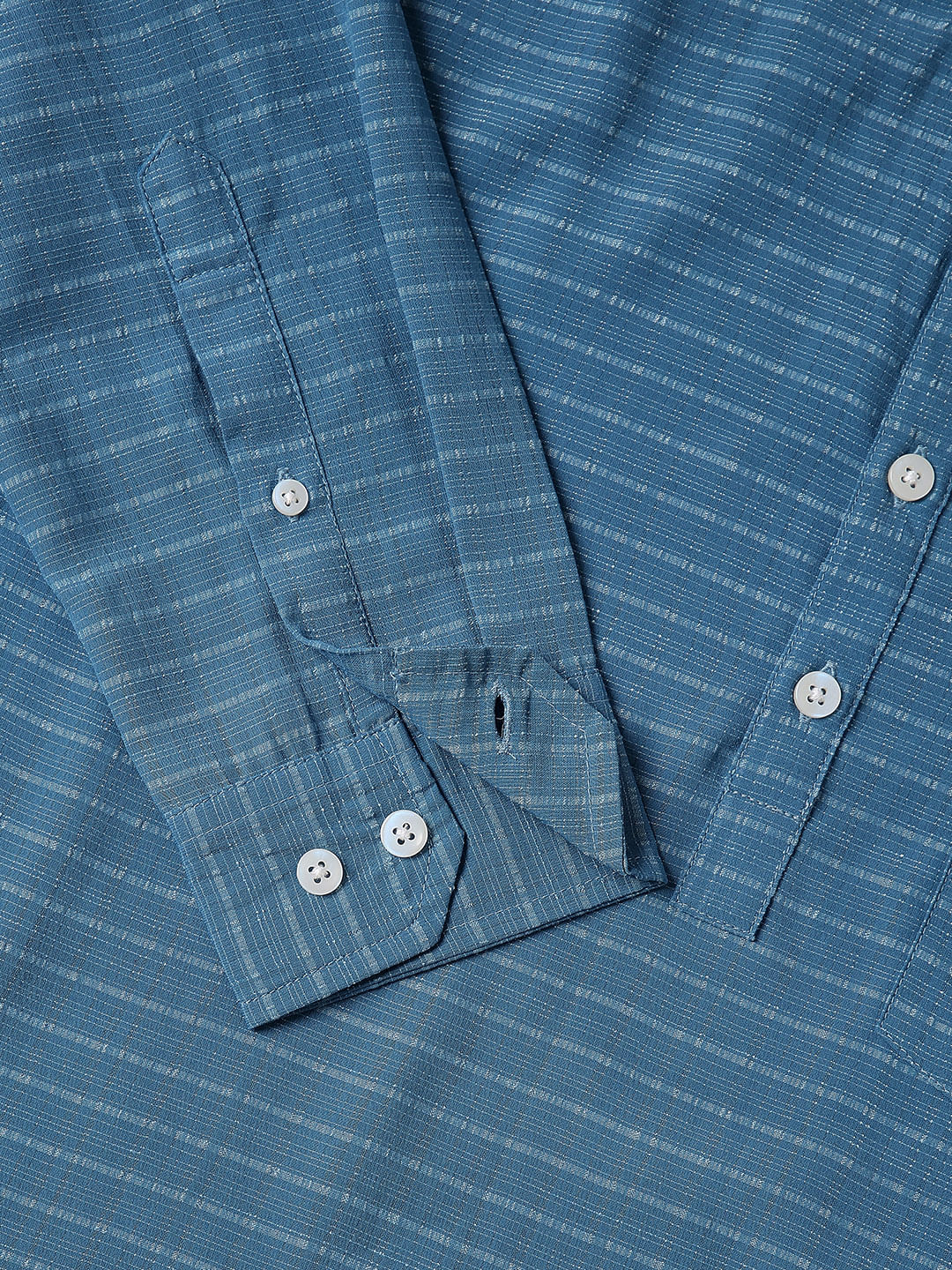 Ocean Blue Dobby Checked Kurta