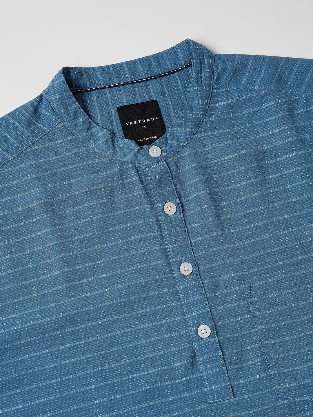 Ocean Blue Dobby Checked Kurta