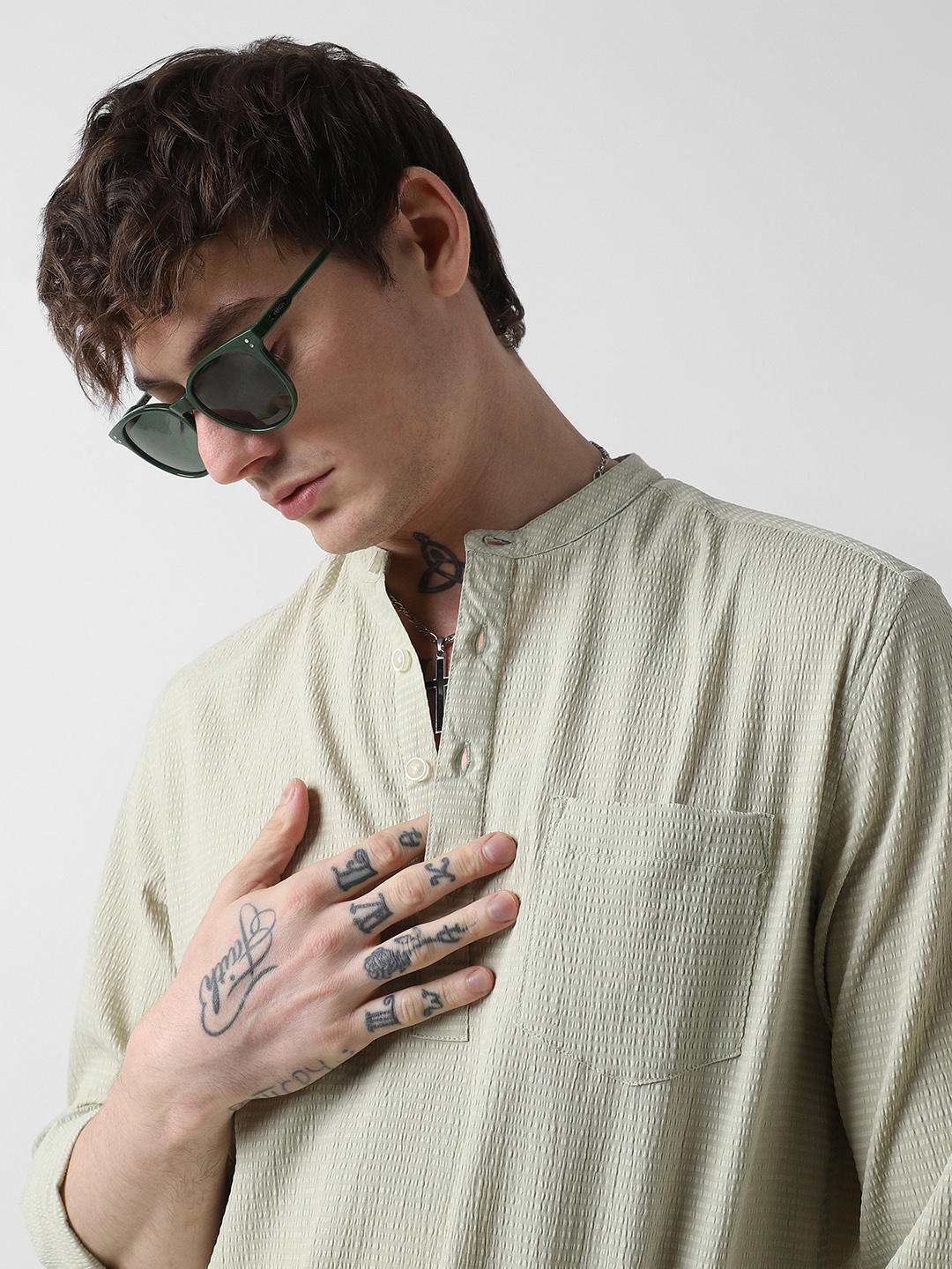 Spring Green Seersucker Kurta