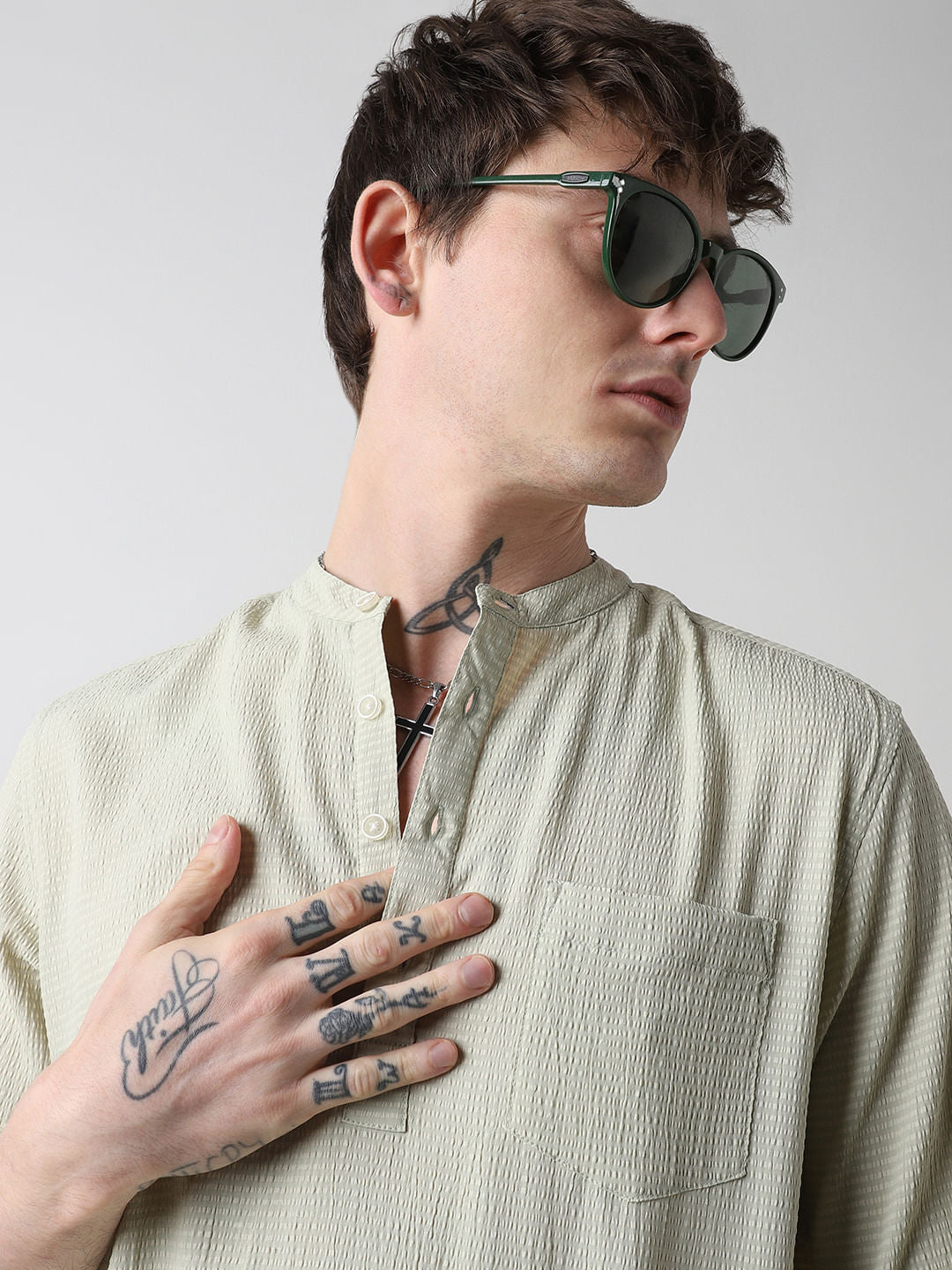 Spring Green Seersucker Kurta