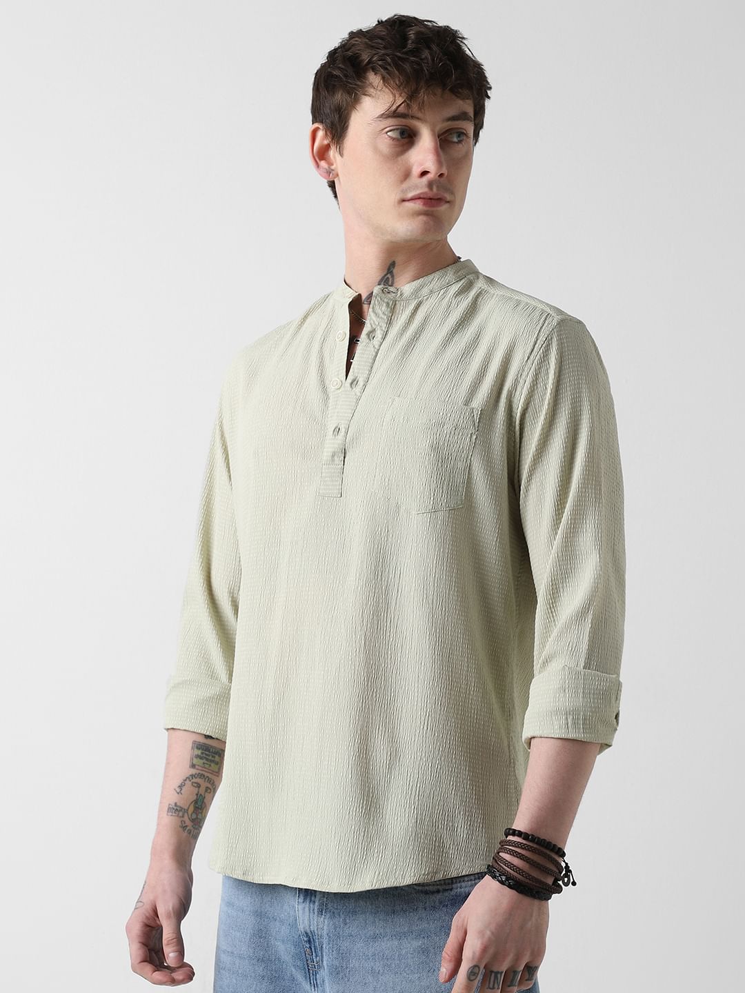 Spring Green Seersucker Kurta