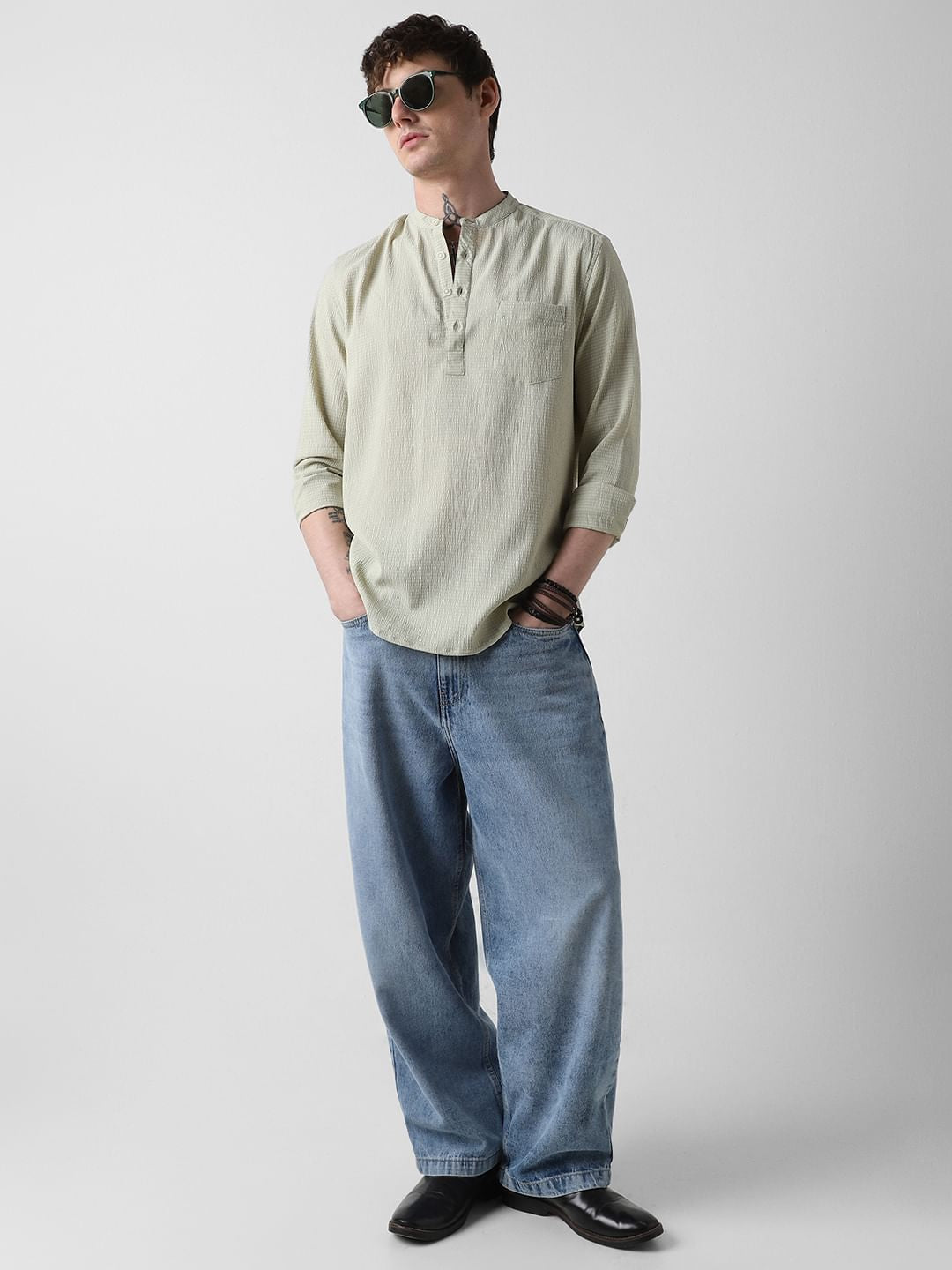 Spring Green Seersucker Kurta