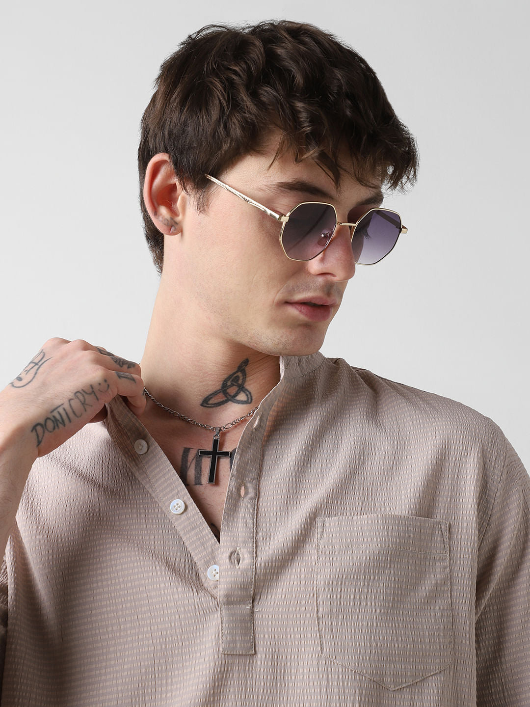 Elegant Beige Striped Seersucker Kurta