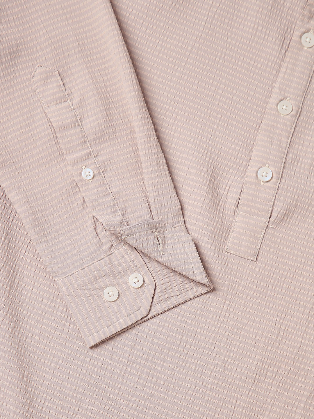 Elegant Beige Striped Seersucker Kurta