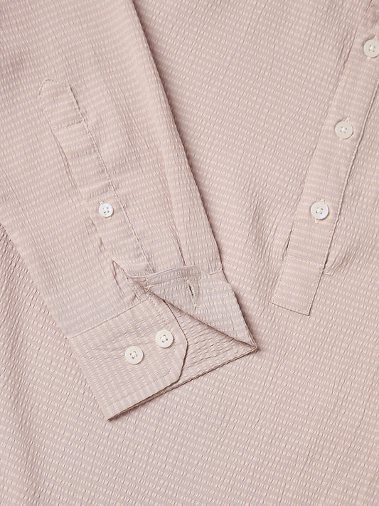 Elegant Beige Striped Seersucker Kurta