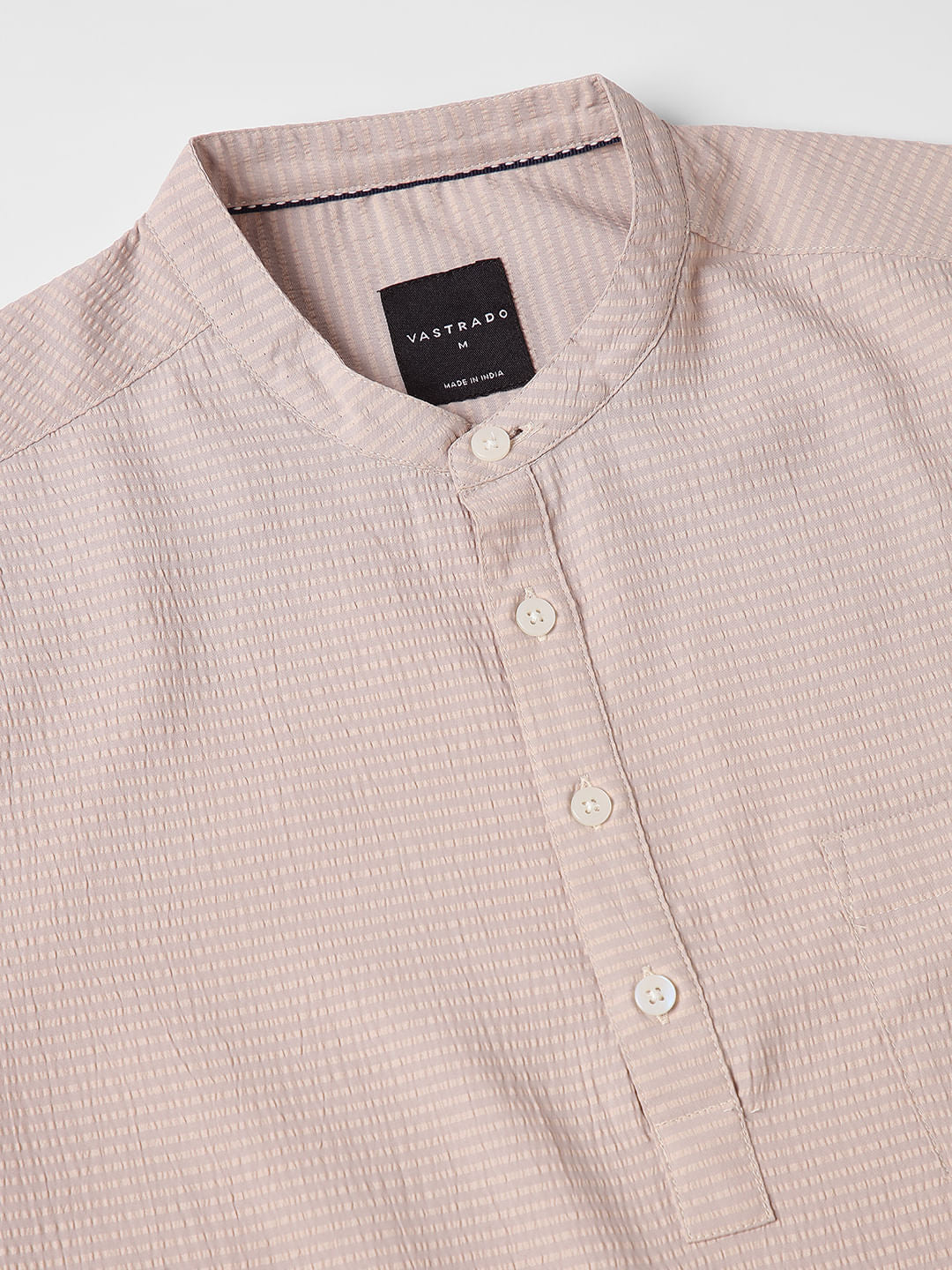 Elegant Beige Striped Seersucker Kurta